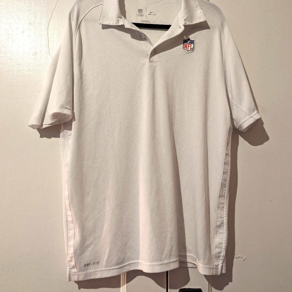 Nike NFL On Field Apparel Shirt Mens XL Polo White Dri-Fit Short Sleeve Official
